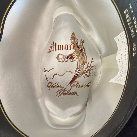 Vintage Biltmore Golden Pheasant Velour black hat - Picture 9 of 9